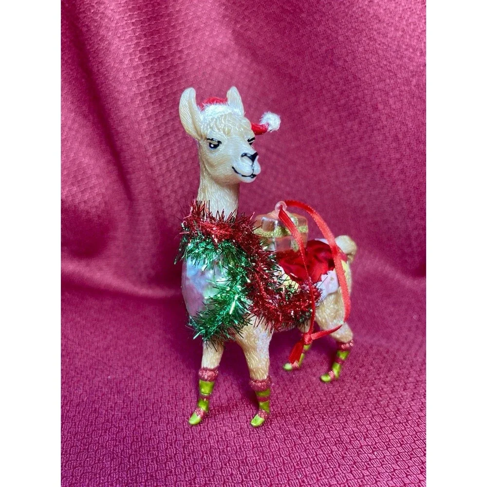 Robert Stanley Hand Blown Glass Fancy Llama Alpaca Christmas Ornament
